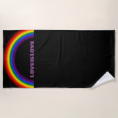 LGBTQ Pride Rainbow mit benutzerdefinierter Text-L Strandtuch (Vorderseite)