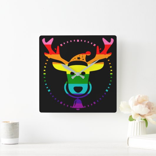 LGBTQ Pride Rainbow Niedlich Rainbow Quadratische Wanduhr (Zuhause)