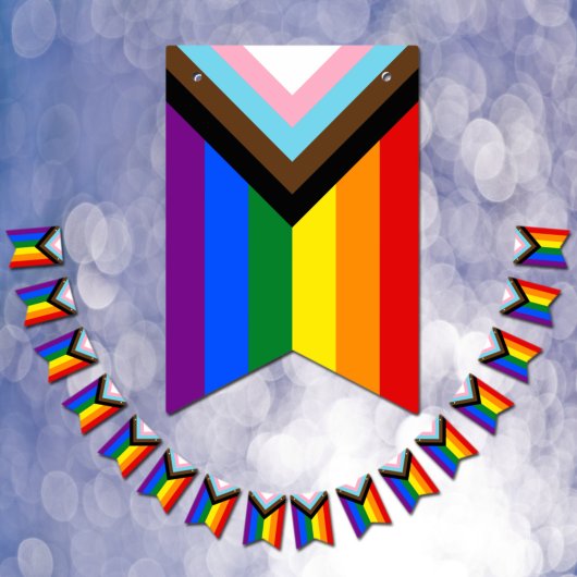 LGBTQ & Pride - Rainbow Progress Bunting Flags Wimpelkette