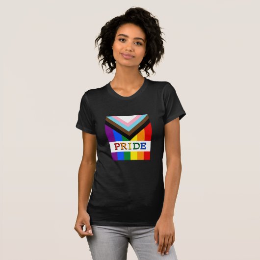 LGBTQ & Pride - Rainbow Progress Flag Lady fashion T-Shirt (Vorne ganz)