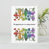 LGBTQ Pride Rainbow Vintage Blume Hochzeit Einladung (Stehend Vorderseite)