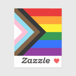 LGBTQ & Pride - Regenbogen-Progress-Flagge / Vinyl Aufkleber