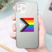 LGBTQ & Pride - Regenbogen-Progress-Flagge / Vinyl Aufkleber (Telefon)