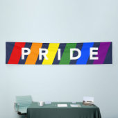 LGBTQ PRIDE Regenbogenstreifen auf Navy Blue Banner (Messeveranstaltung)