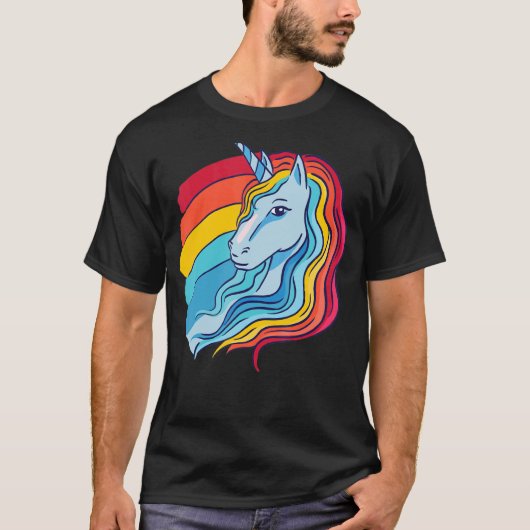 Lgbtq Pride Retro Rainbow Unicorn T-Shirt (Vorderseite)