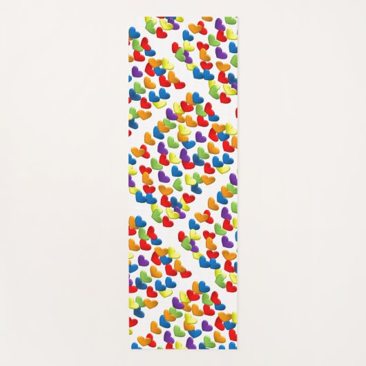 LGBTQ+ / PRIDE Viele Regenbogenherzen Yogamatte (Vorderseite)