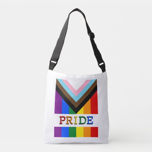 LGBTQ & Prix - Rainbow Progress Flag Mode Tragetaschen Mit Langen Trägern (Vorderseite)