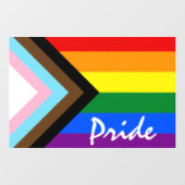 LGBTQ & Prix - Rainbow Progress Flag / Text Fensteraufkleber (Blatt)