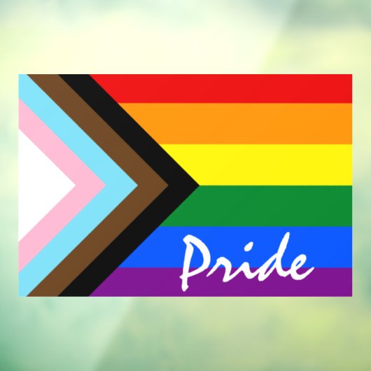LGBTQ & Prix - Rainbow Progress Flag / Text Fensteraufkleber (Blatt 3)
