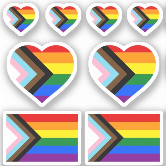LGBTQ & Prix - RegenbogenProgress-Flag /Herz-Vinyl Aufkleber (Vorderseite)