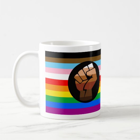 LGBTQ+ PROGRESS POC-Prix-Flag Kaffeetasse (Links)