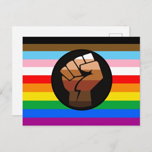 LGBTQ+ PROGRESS POC-Prix-Flag Postkarte (Vorne/Hinten)