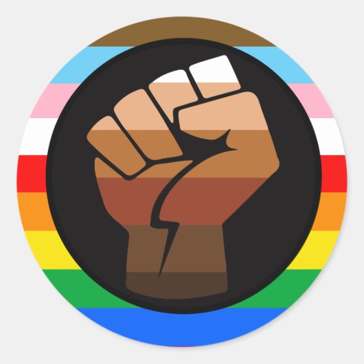 LGBTQ+ PROGRESS POC-Prix-Flag Runder Aufkleber (Vorderseite)