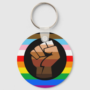 LGBTQ+ PROGRESS POC-Prix-Flag Schlüsselanhänger