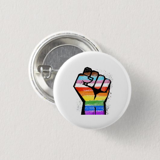 LGBTQ PROGRESS PRIDE FAUST BUTTON (Vorne & Hinten)