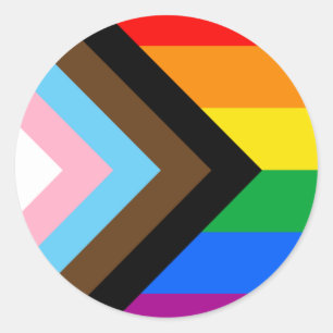 LGBTQ+ Progress Pride Flag Classic Round Sticker