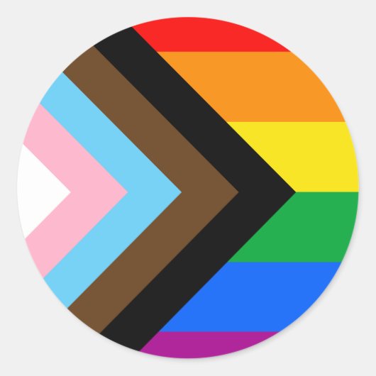 LGBTQ+ Progress Pride Flag Classic Round Sticker (Vorderseite)