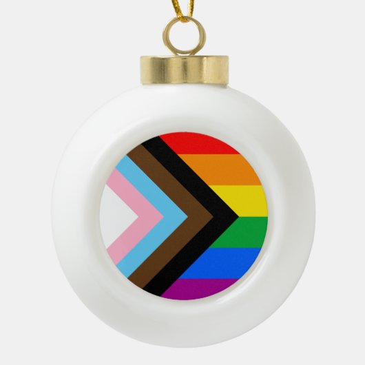 LGBTQ+ Progress Pride Keramik Kugel-Ornament (Vorderseite)