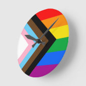 LGBTQ+ Progress Pride Runde Wanduhr (Winkel)