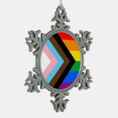 LGBTQ+ Progress Pride Schneeflocken Zinn-Ornament (Links)