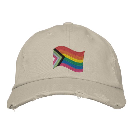 LGBTQ+ Progress Prilag Flag bestickt Baseball Ca Bestickte Baseballkappe (Vorderseite)