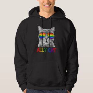 Lgbtq Proud Ally Cat Purride Gay Pride Rainbow Hoodie