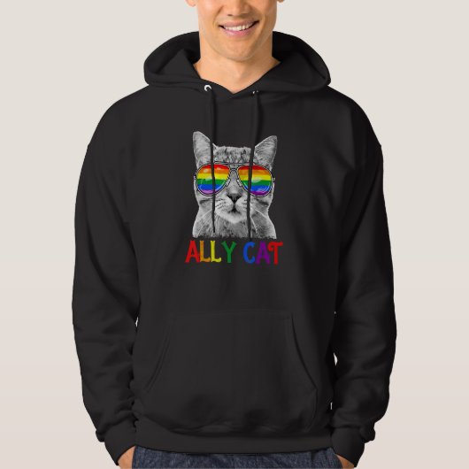 Lgbtq Proud Ally Cat Purride Gay Pride Rainbow Hoodie (Vorderseite)