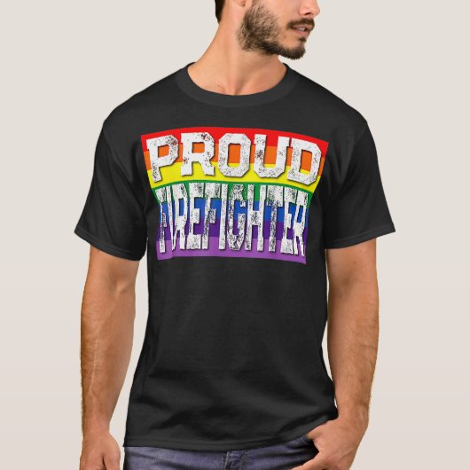 LGBTQ Proud Firefighter Gay Pride Rainbow T-Shirt (Vorderseite)