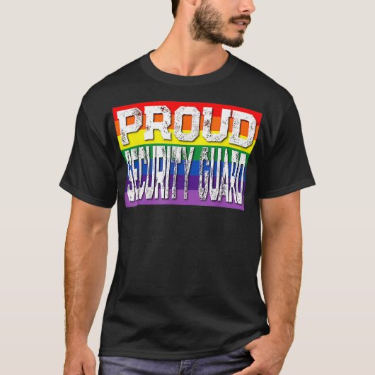 LGBTQ Proud Security Guard Gay Pride Rainbow T-Shirt (Vorderseite)