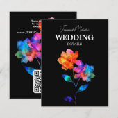 🌈 LGBTQ QR code Wedding Details Petals & Pride  Begleitkarte (Vorne/Hinten)