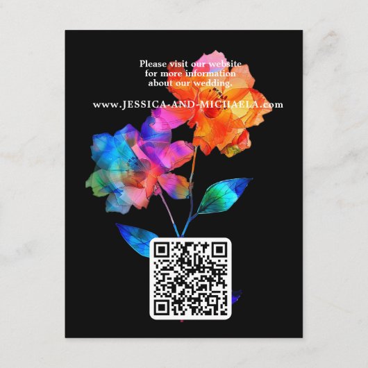 🌈 LGBTQ QR code Wedding Details Petals & Pride  Begleitkarte (Rückseite)