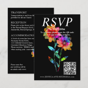 🌈 LGBTQ QR RSVP +Hochzeitsdetails Petals & Pride Begleitkarte