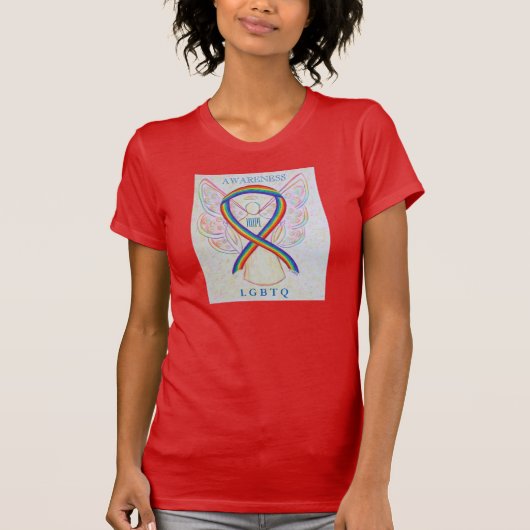 LGBTQ Rainbow Awareness Ribbon Angel Custom Shirt (Vorderseite)