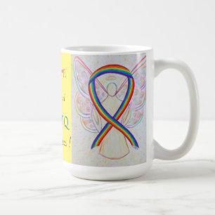 LGBTQ Rainbow Awareness Ribbon Angel Custom Tasse
