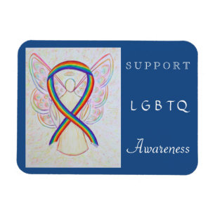 LGBTQ Rainbow Awareness Ribbon Angel Magnet