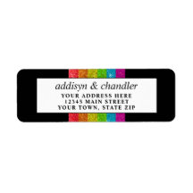 LGBTQ Rainbow Black Chic Modern Wedding Glitzer