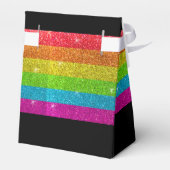 LGBTQ Rainbow Black Chic Modern Wedding Glitzer Geschenkschachtel (Rückseite)