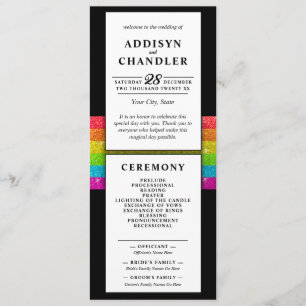 LGBTQ Rainbow Black Chic Modern Wedding Glitzer Programm