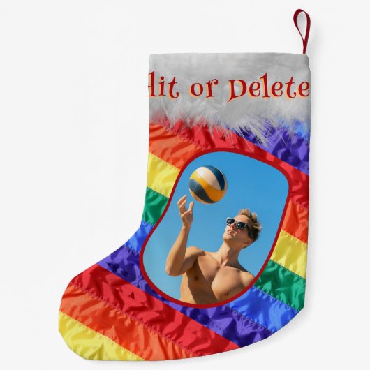 LGBTQ Rainbow Flag Gay Pride Flag Foto Name Que Kleiner Weihnachtsstrumpf (Rückseite)