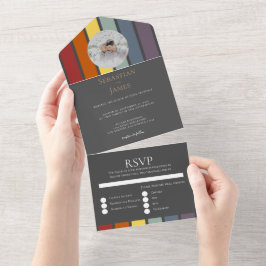 LGBTQ Rainbow Gay Elegant All In One Einladung