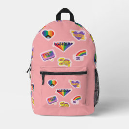 LGBTQ Rainbow Gay Modern Stickers Style Bedruckter Rucksack