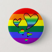 LGBTQ Rainbow Gay Pride Flag Hearts Button (Vorderseite)
