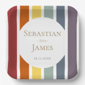 LGBTQ Rainbow Gay Wedding Pappteller (Vorderseite)