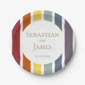 LGBTQ Rainbow Gay Wedding Pappteller (Vorderseite)
