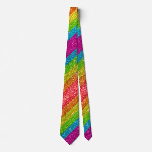 LGBTQ Rainbow Glitzer Stipes Gay Pride Glitzern Krawatte (Vorderseite)