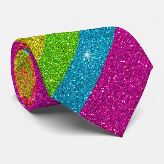 LGBTQ Rainbow Glitzer Stipes Gay Pride Glitzern Krawatte (Gerollt)