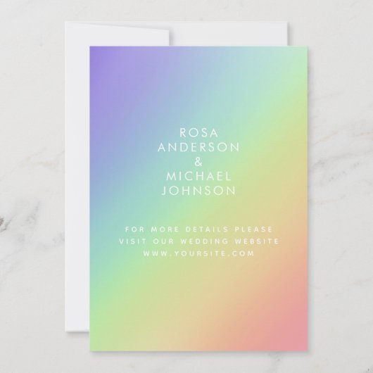 LGBTQ Rainbow-Gradient-Minimalistischer Monogramm- Einladung (Rückseite)