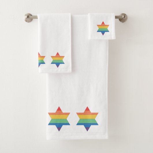 LGBTQ Rainbow Jewish Star Handtuch Badhandtuch Set (Insitu)
