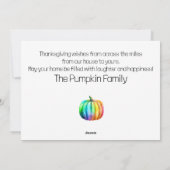 LGBTQ Rainbow-Kürbis-Erntedank-Karte Feiertagskarte (Rückseite)