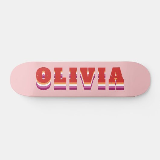 LGBTQ Rainbow Lesbian Pride Flag Individuelle Name Skateboard (Horizontal)